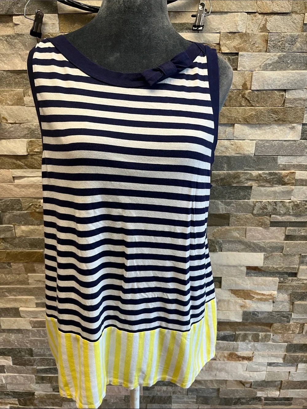kate spade Navy, White & Yellow Striped Sleeveless Tank